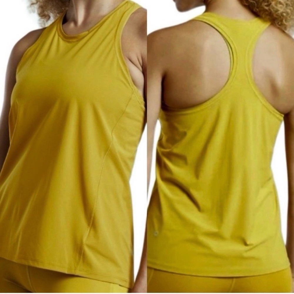 Athleta Ultimate Train Racerback Tank Mustard Oxidized Yellow Green Olive 🏃🏻‍♀️